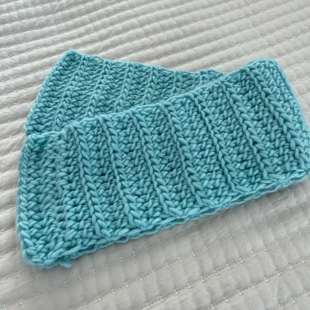 Cozy Blue Crochet Infinity Scarf - Picture 2 of 3